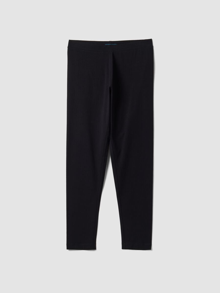 Black skinny-fit stretch cotton leggings_4