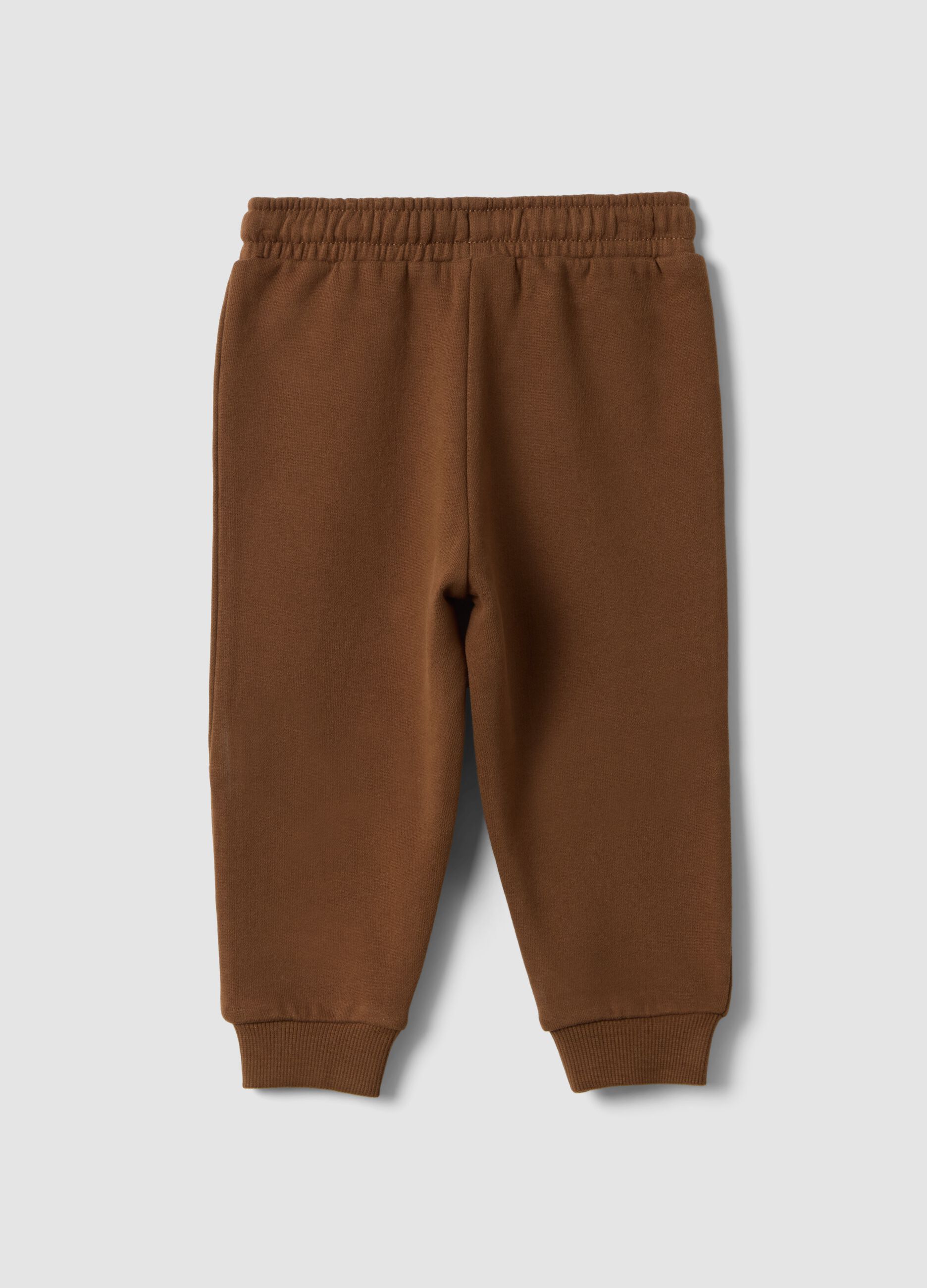Brown pure cotton over-fit joggers with teddy bear print