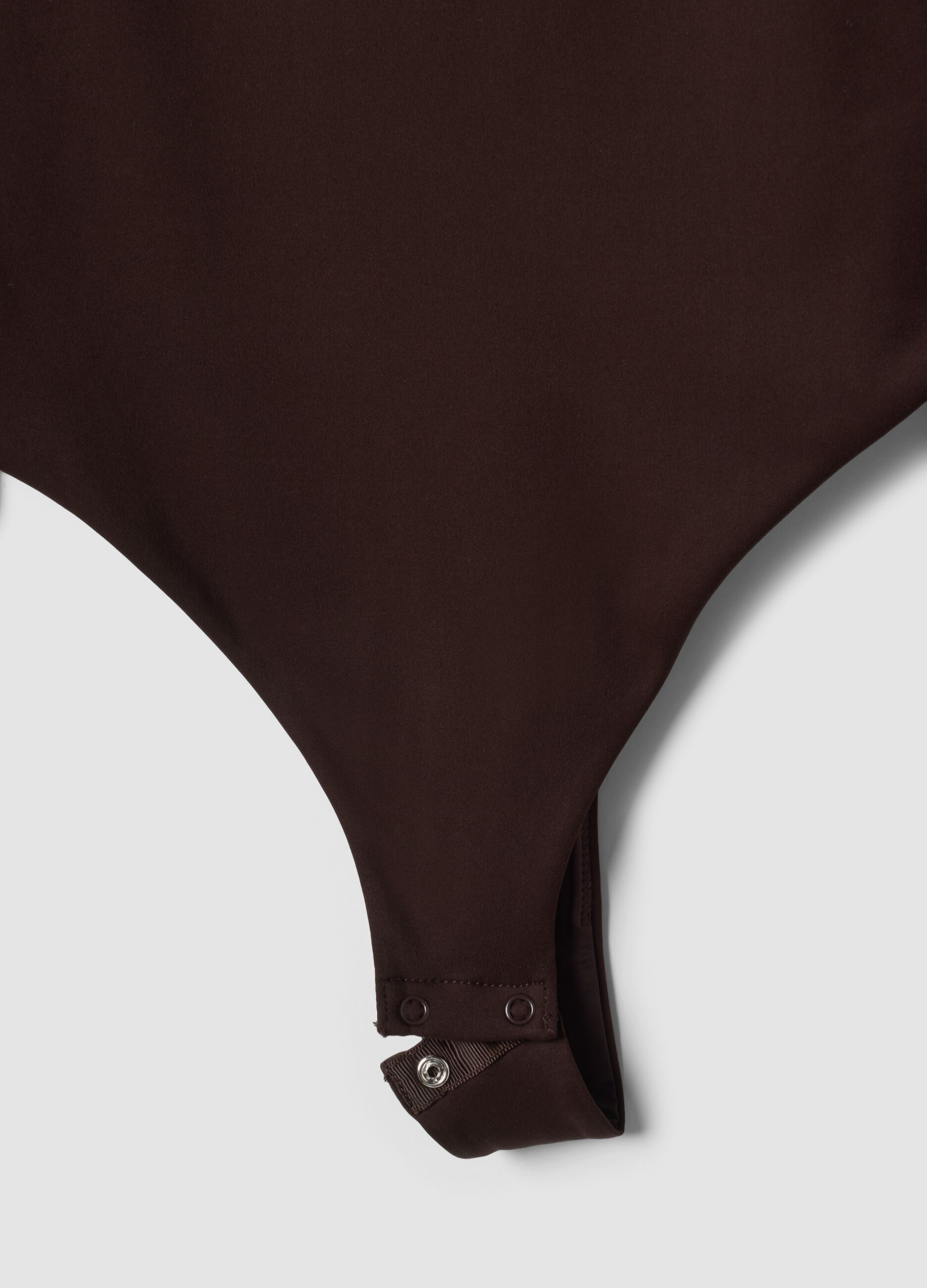 Brown bodysuit in breathable stretch fabric with wide neckline ALTAVIA STUDIO