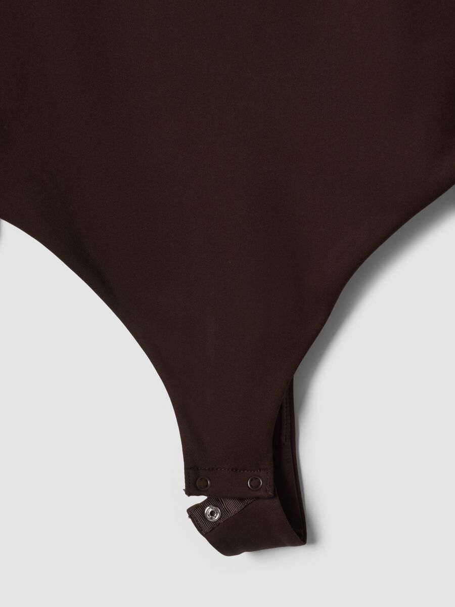 Brown bodysuit in breathable stretch fabric with wide neckline ALTAVIA STUDIO_5