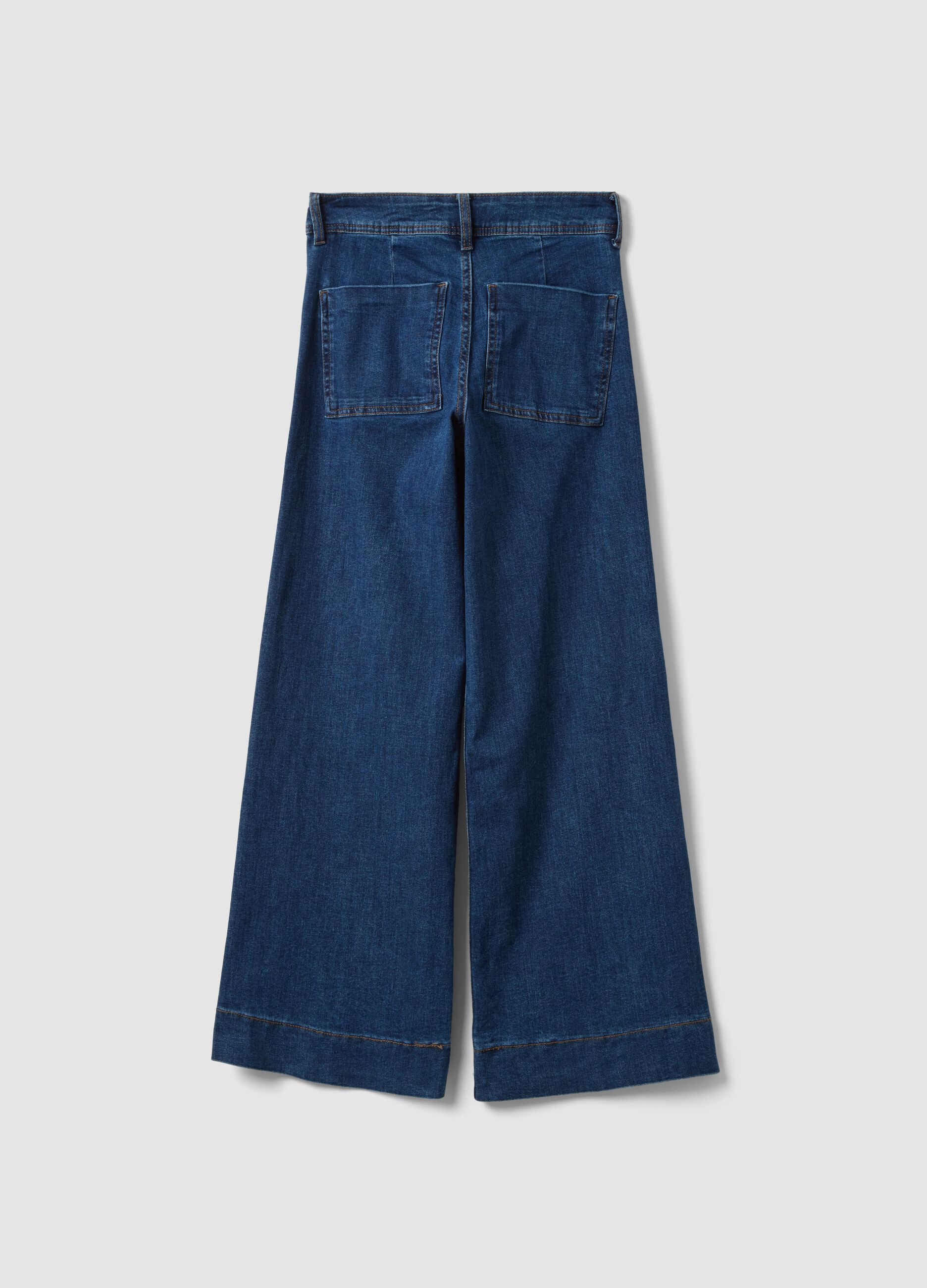 Blue wide-leg jeans in stretch cotton