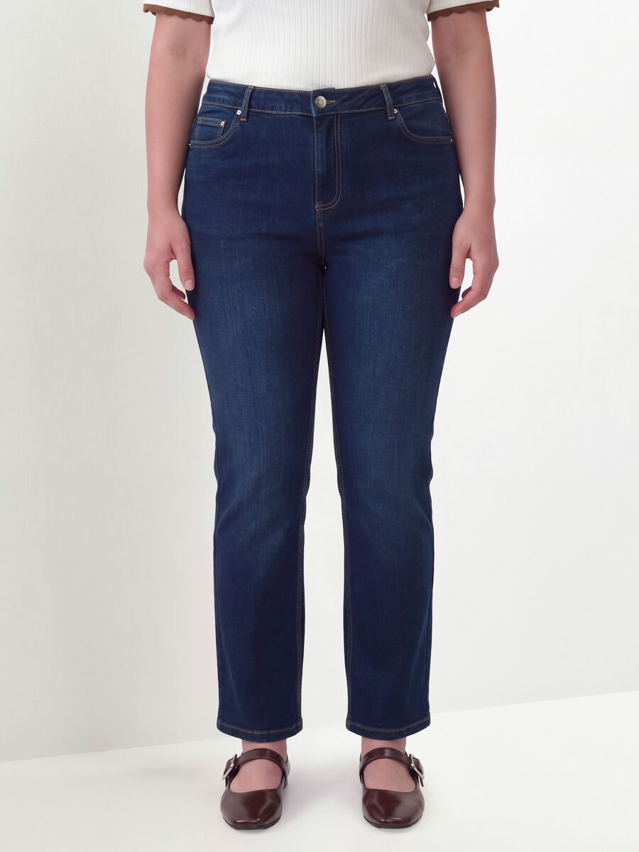 Blue stretch-cotton denim bootcut jeans_1