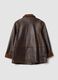 Brown genuine leather jacket with corduroy collar, regular fit_2