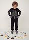 T-shirt nera in puro cotone con girocollo e stampa scheletro_0