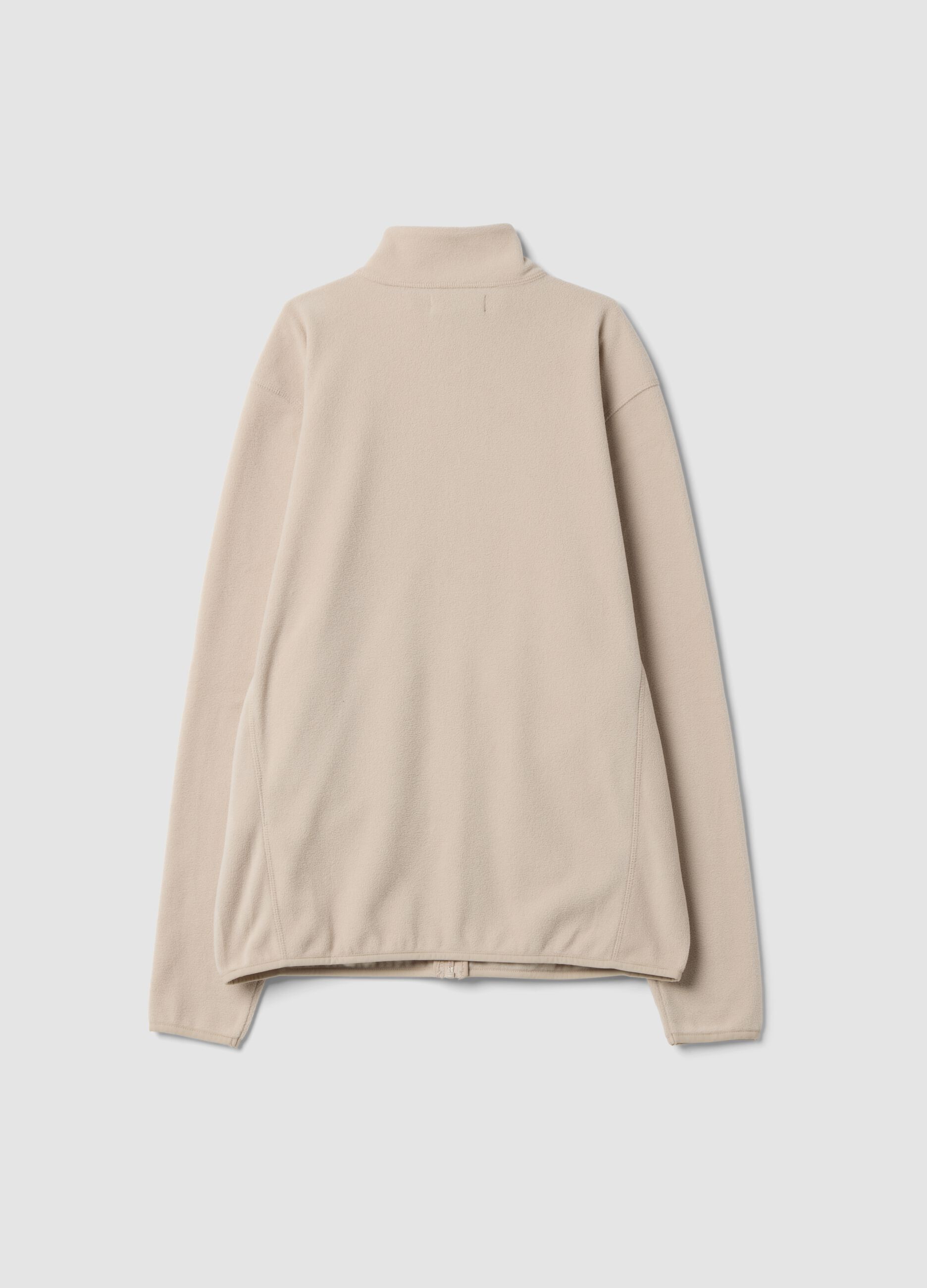 White fleece zip-neck sweatshirt, regular fit