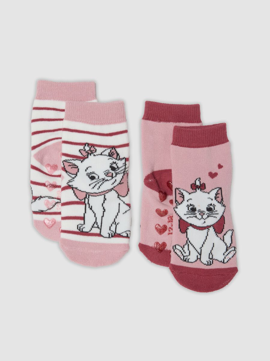 طقم من زوجين جوارب وردية مضادة للانزلاق من قطن عضوي مطاطي بطبعة The Aristocats_0