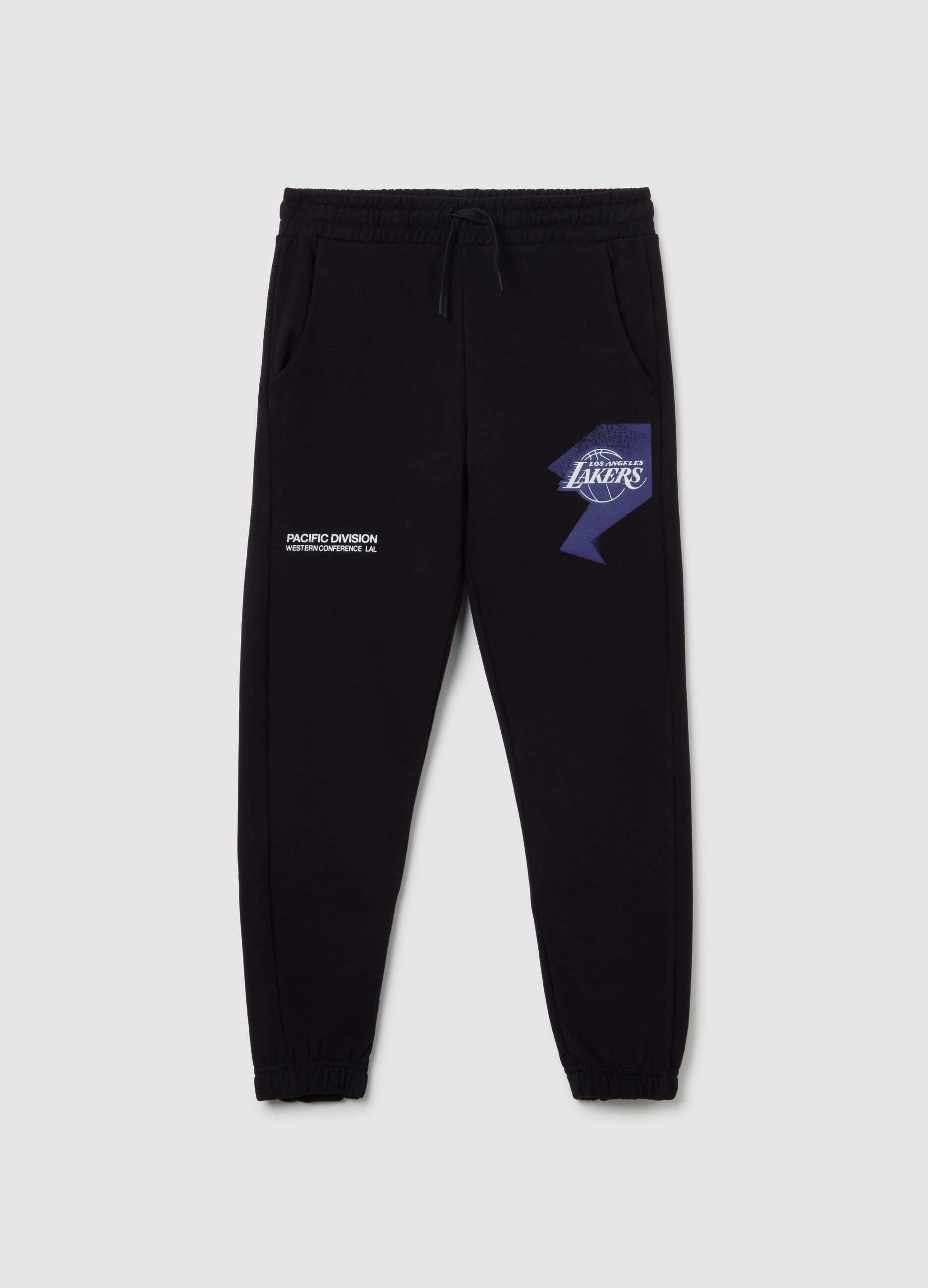 Black jogger trousers for boys in cotton and viscose