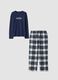 Blue and white checked pyjamas in pure organic cotton_0