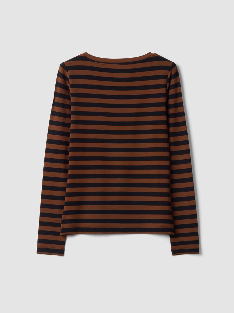 Brown slim-fit striped stretch viscose crew-neck T-shirt_6