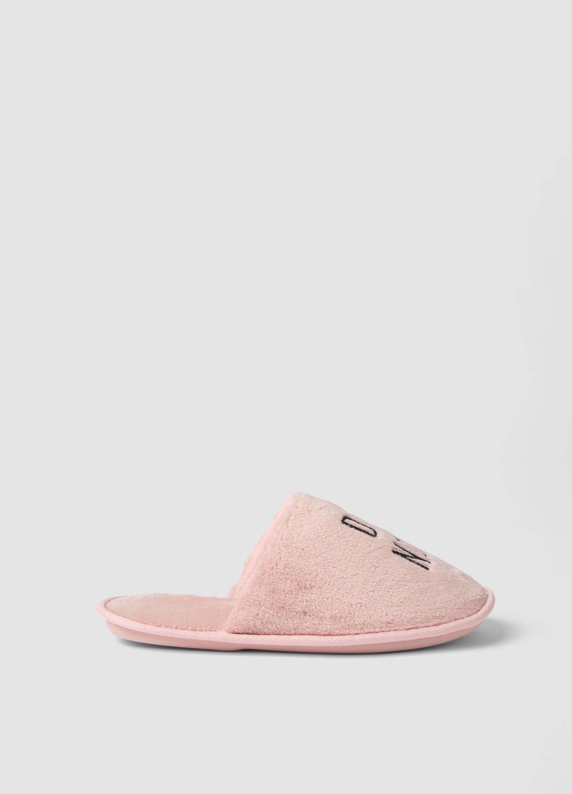 Pantofole rosa da casa morbide aperte sul tallone