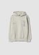 Light grey cotton-blend hoodie with botanical print_0