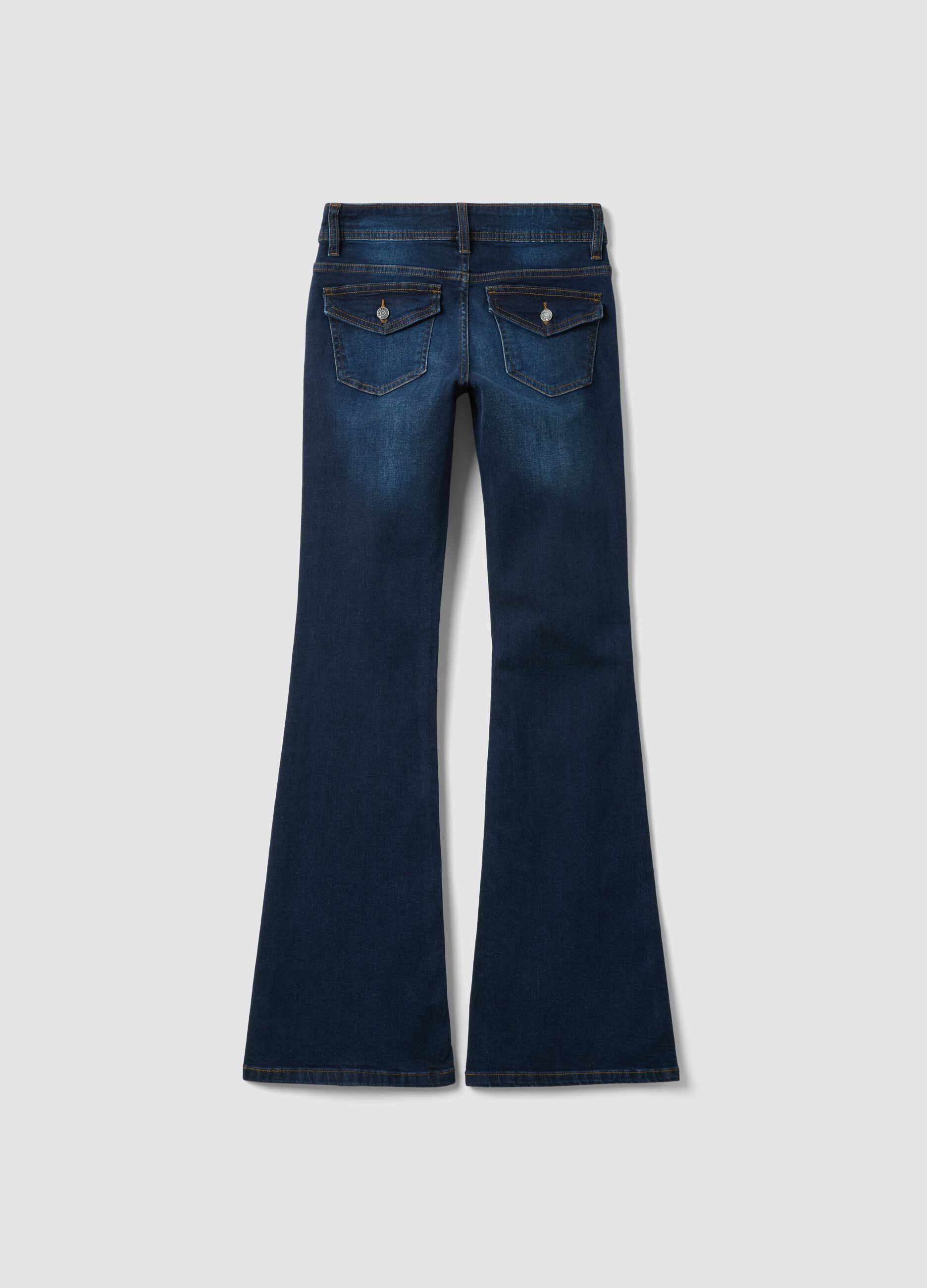 Blue stretch-cotton flared jeans