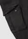 Black Stretch Cotton Slim Fit Cargo Trousers_5