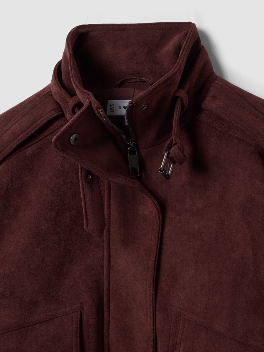 Brown stretch-fabric high-neck jacket, regular fit_2
