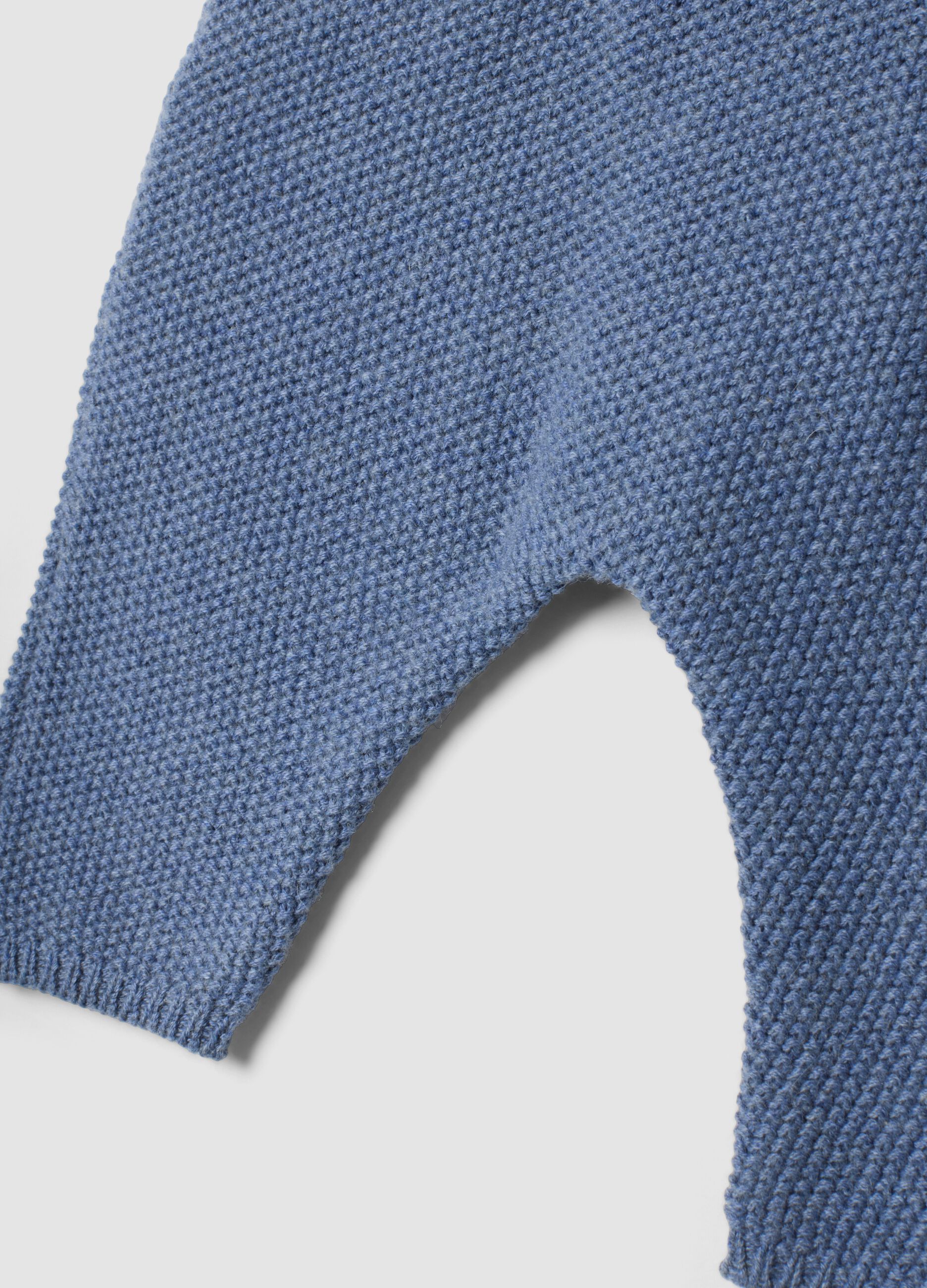Salopette blu melange in misto cotone organico e lana