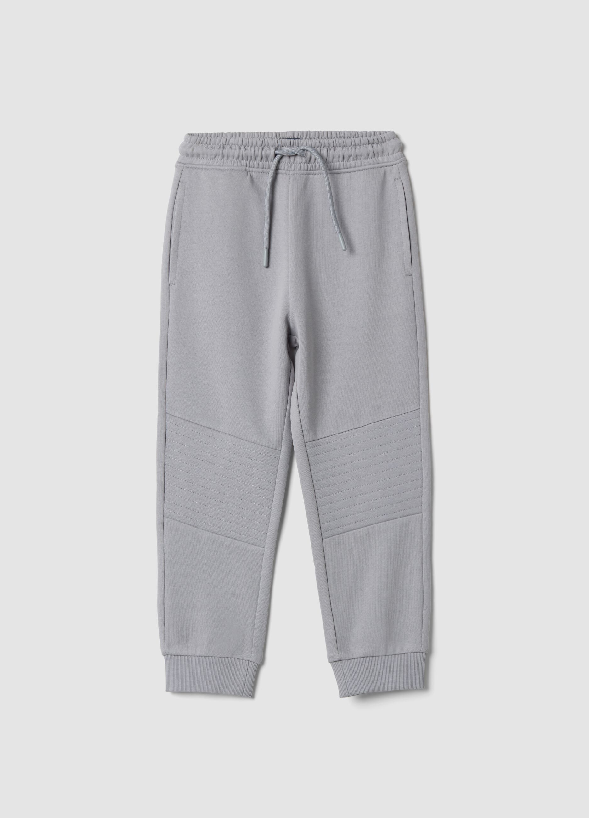 Pantaloni jogger grigi in puro cotone regular fit