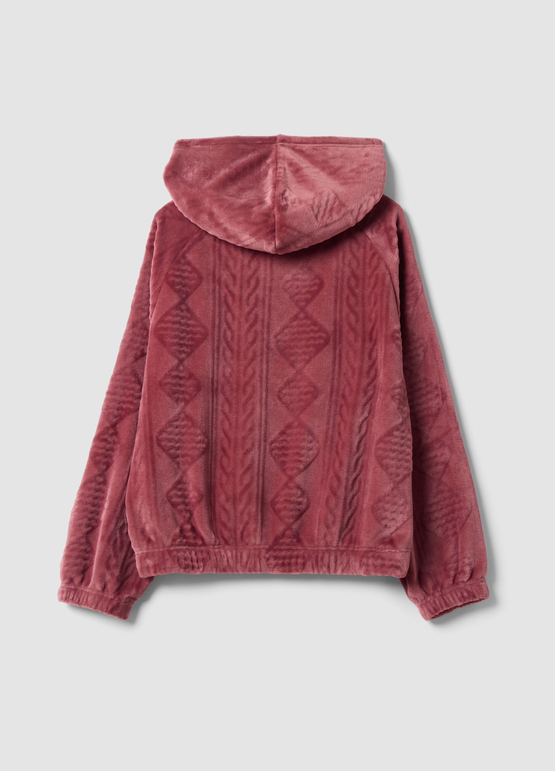 Pink zip-up hooded homewear sweatshirt