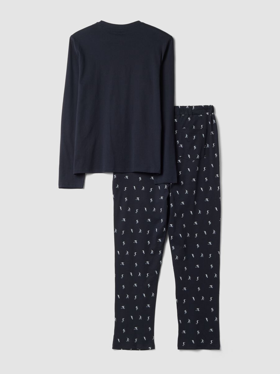 Blue organic cotton crew-neck pyjamas_2