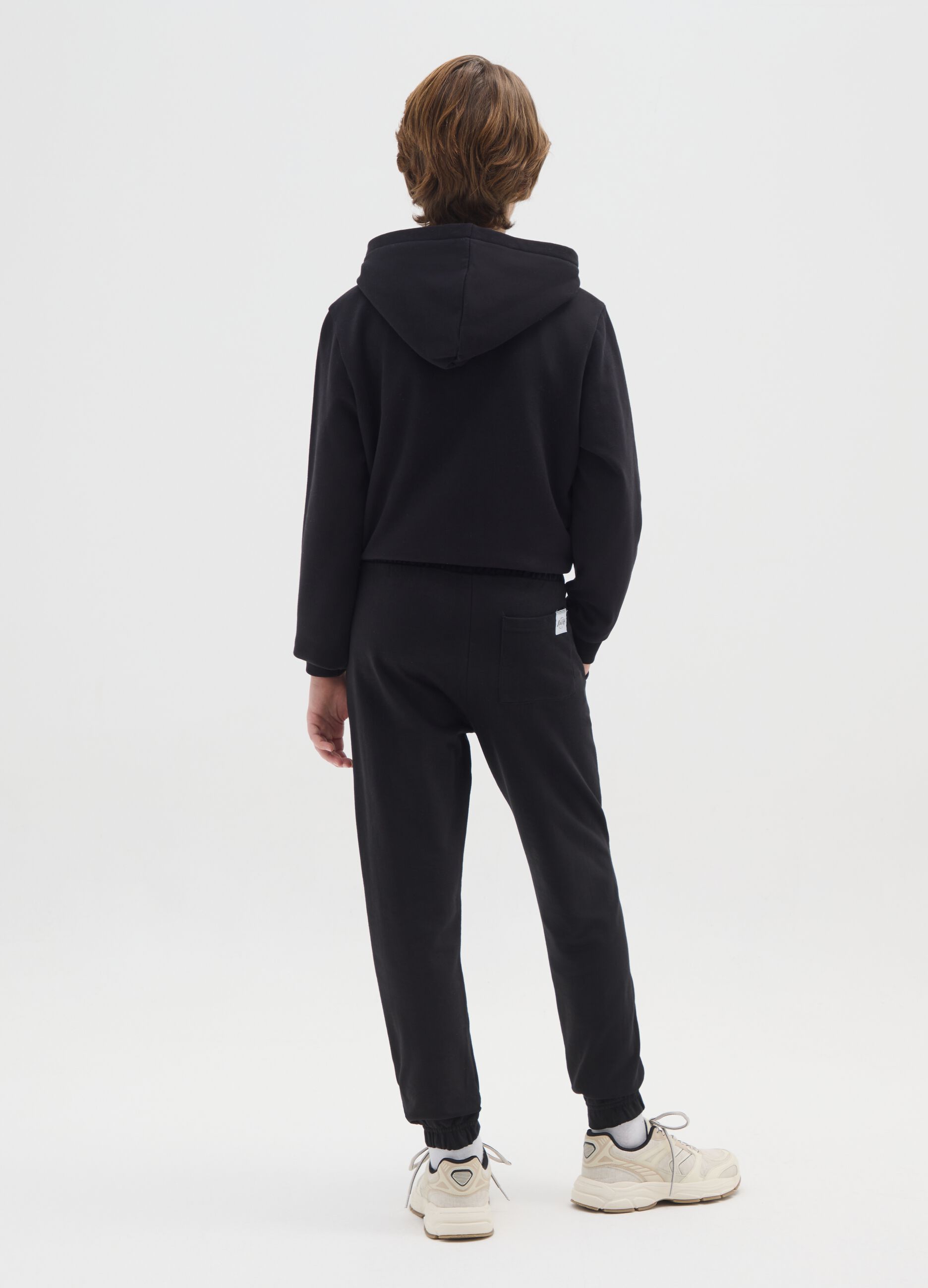 Black jogger trousers for boys in cotton and viscose