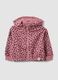 Pink hooded sweatshirt in stretch cotton with all-over animal print for baby girl_0