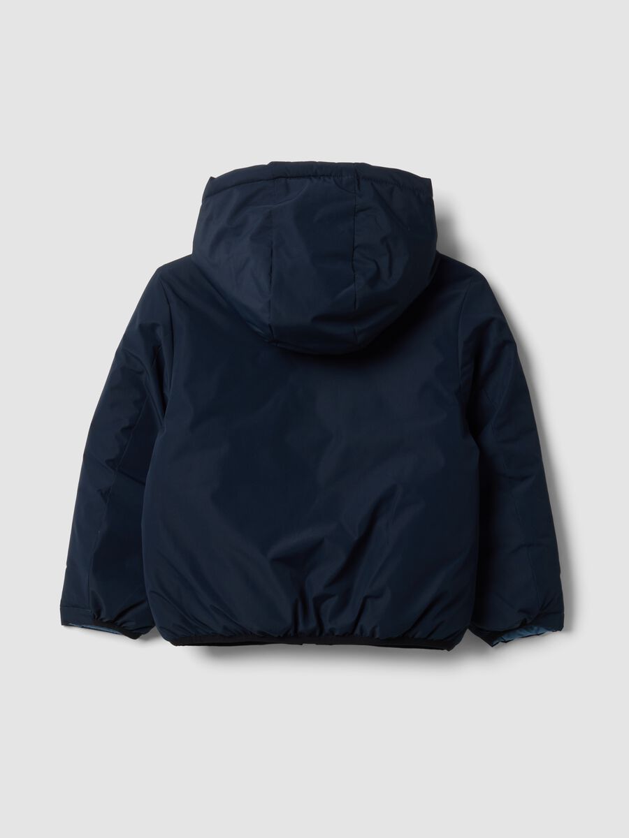 Reversible ultralight hooded zip jacket in light blue for boys_3