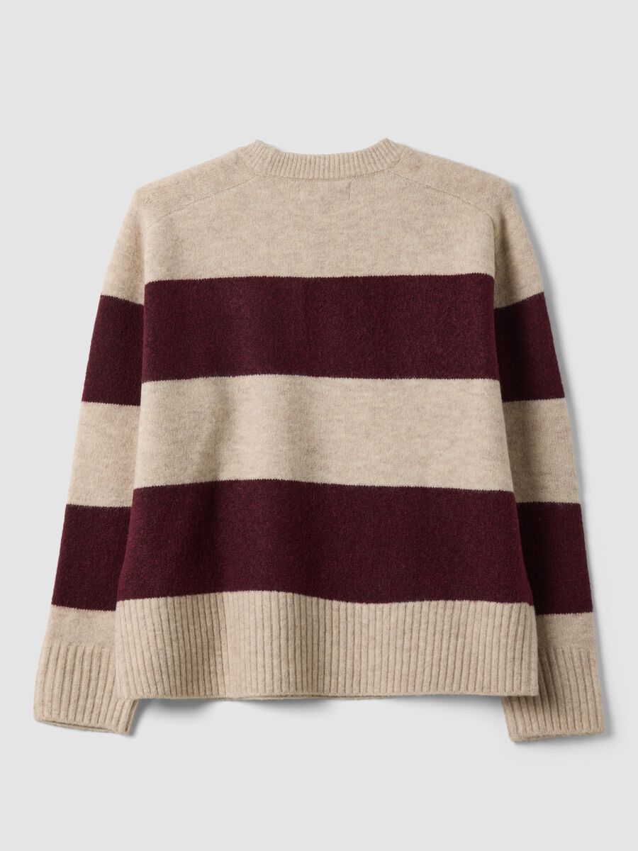 Beige striped stretch wool crew-neck jumper_6