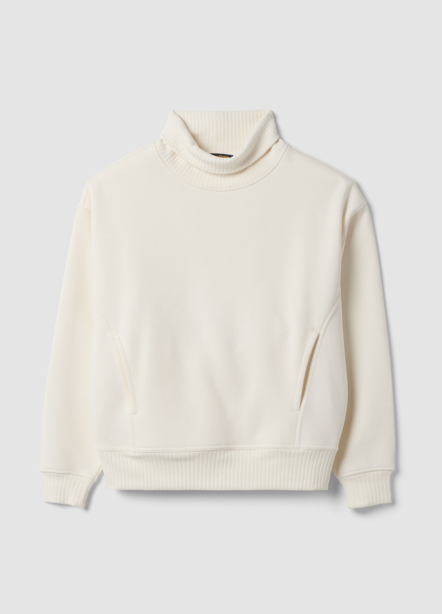 White cotton-blend fleece sweatshirt, regular fit