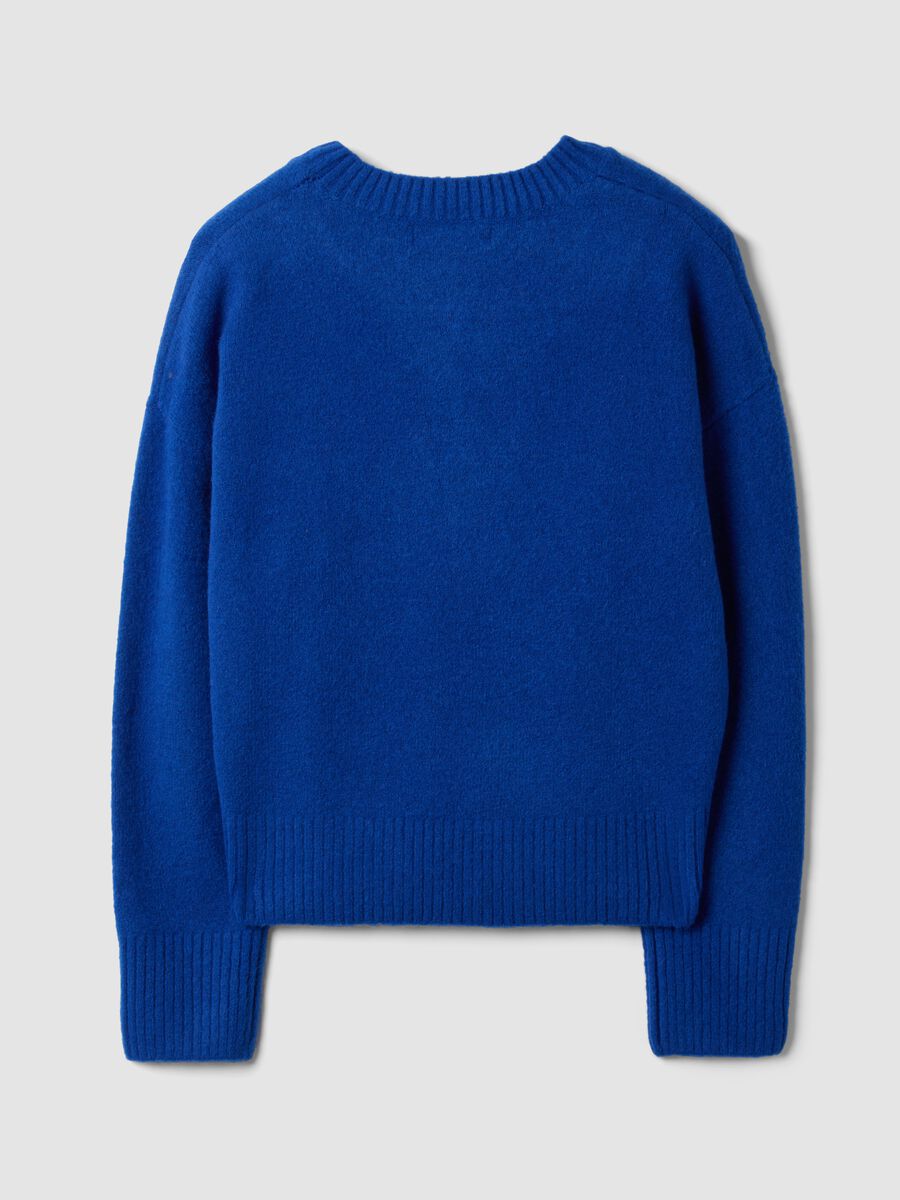 Royal blue crew-neck jumper in stretch wool_1