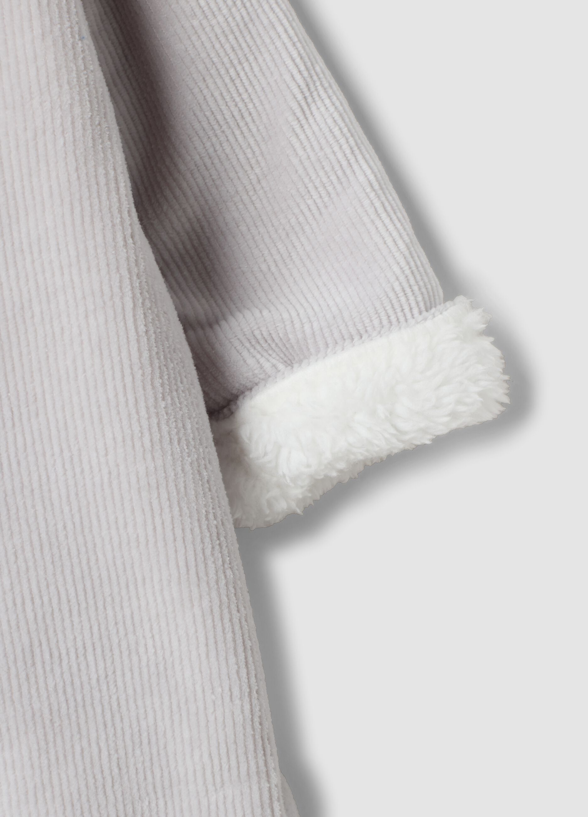 Tutina grigia con cappuccio in cotone organico elasticizzato con stampa Mickey