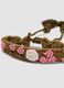 Green bracelet with embroidered flowers and tassels_1