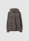 Dark grey cotton-blend hooded sweatshirt with embossed embroidery_0