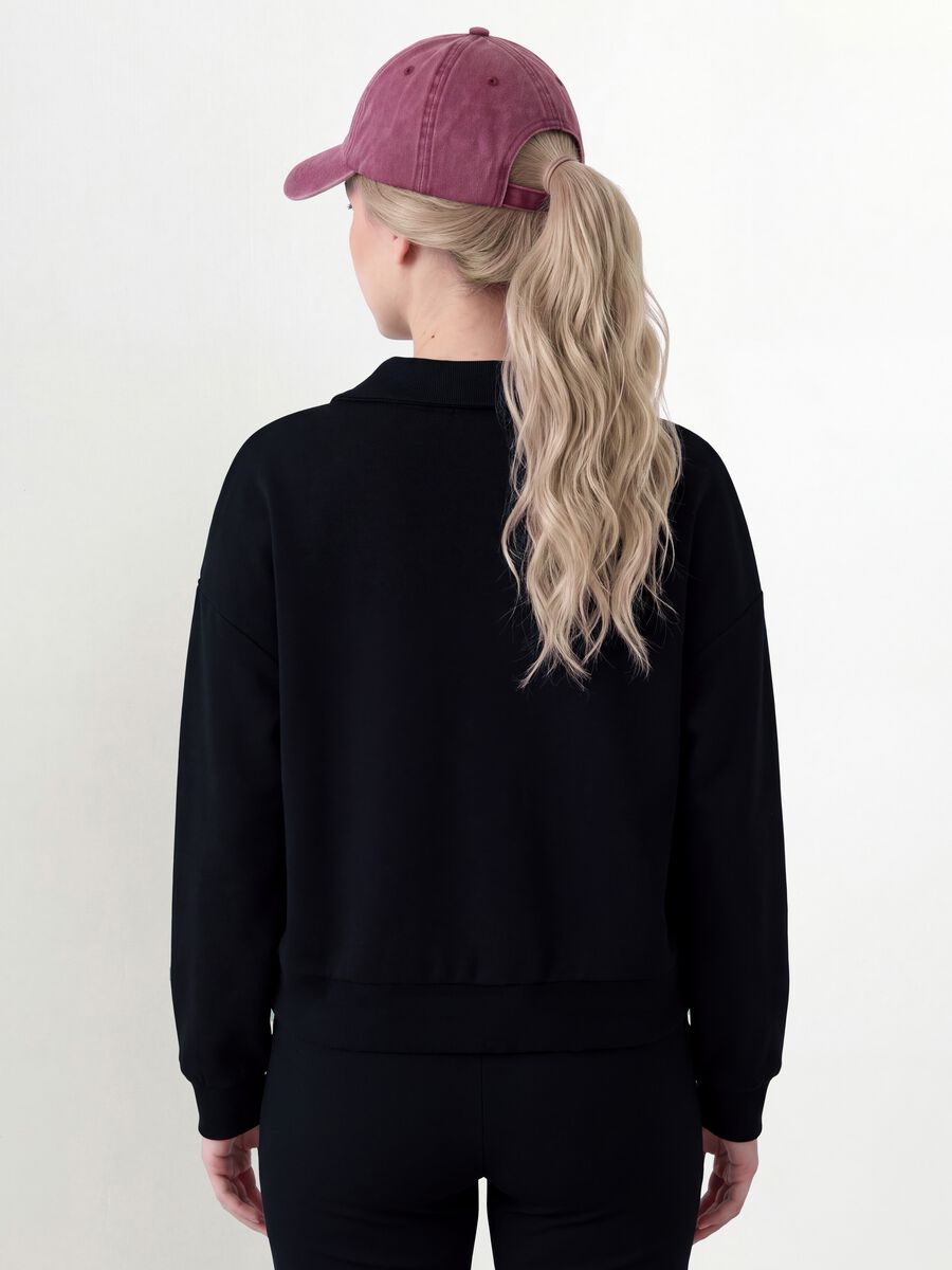 Felpa full zip nera in viscosa elasticizzata con colletto_3