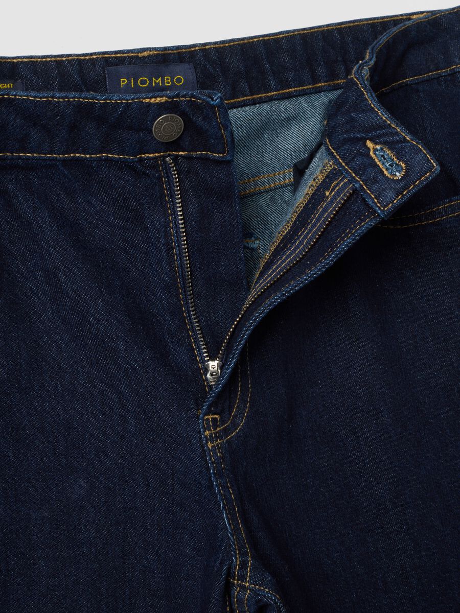Blue pure cotton straight-fit jeans_1