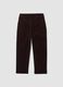 Brown ribbed stretch-cotton trousers with elasticated waistband_4