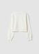 White sweatshirt with ribbed collar in pure organic cotton_1