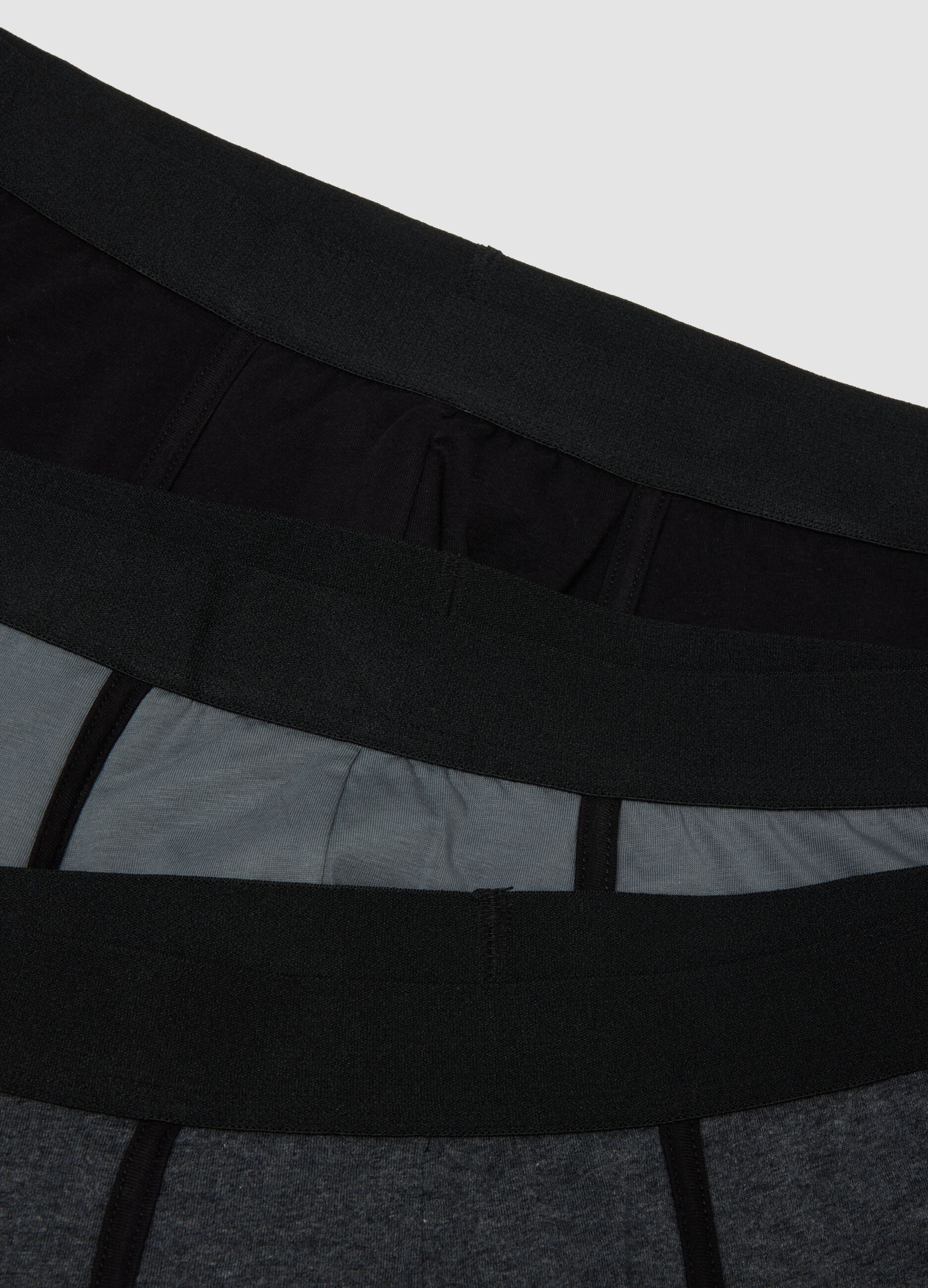 Pack of 3 grey midi boxer briefs in stretch organic cotton