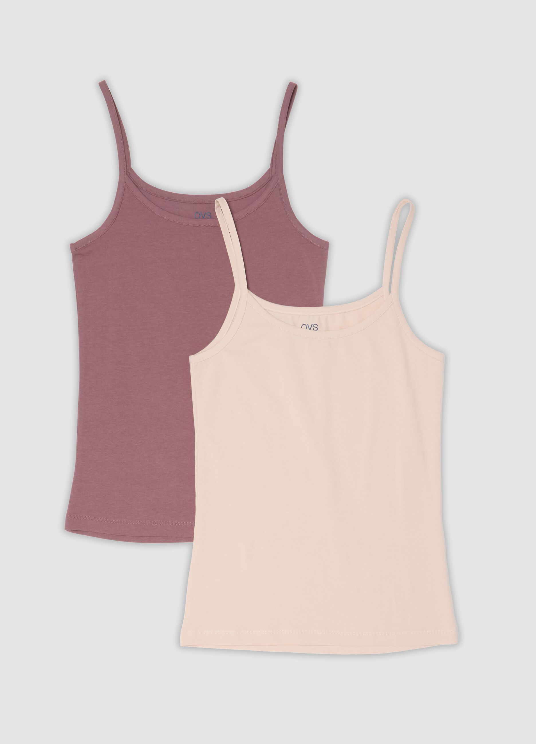 Bipack di canotte rosa in cotone elasticizzato con girocollo