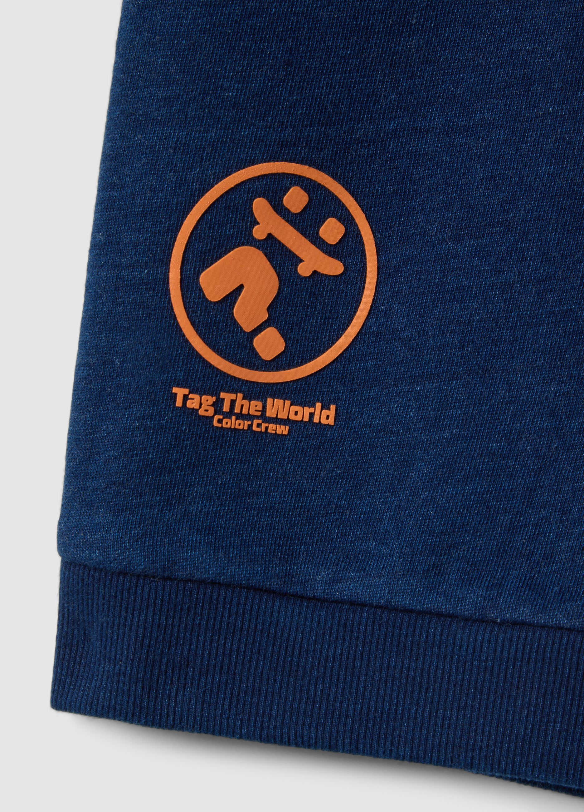 Kids' Oversized Fit Blue Cotton Blend T-shirt