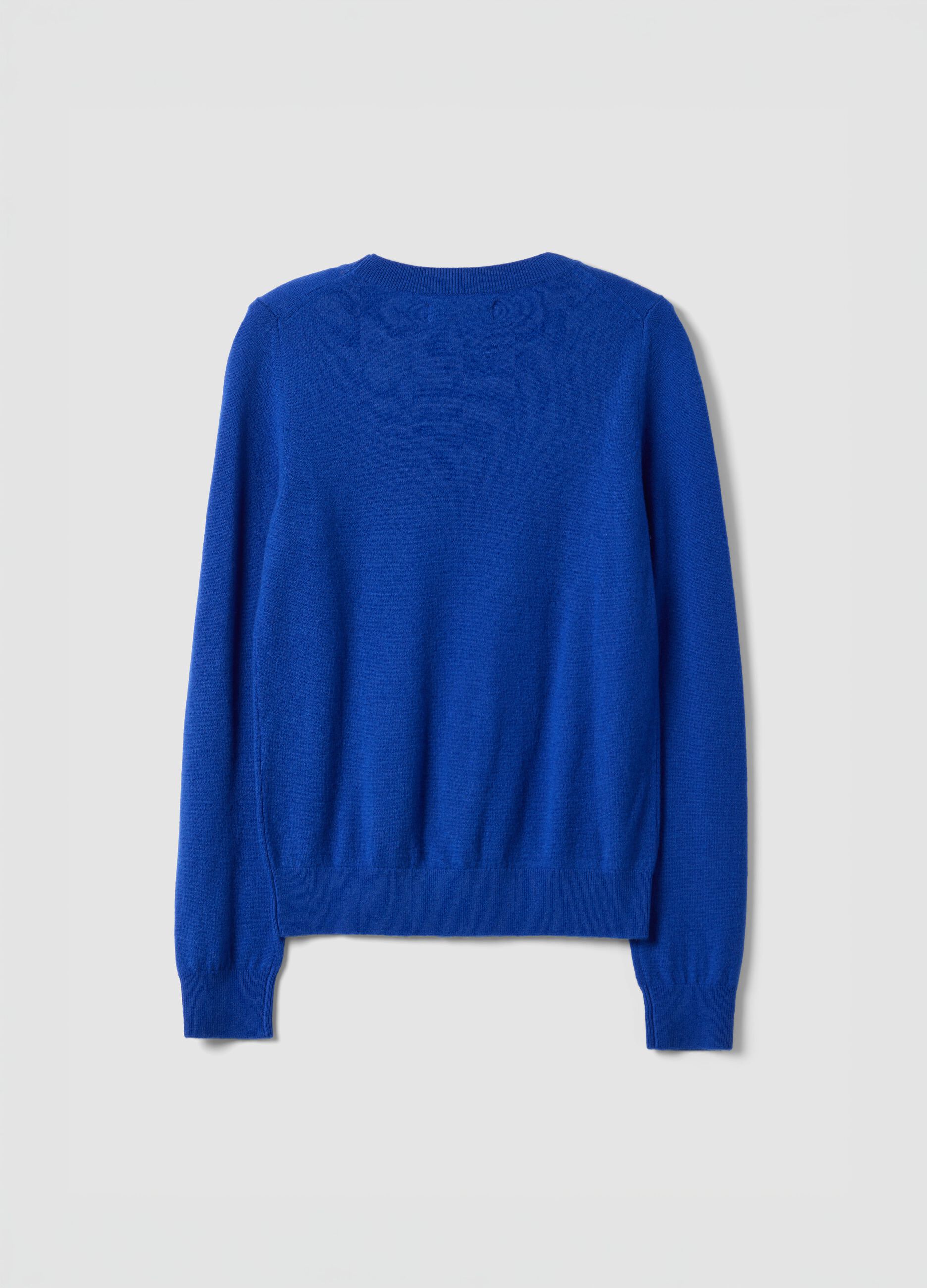 Blue pure wool crew-neck jumper