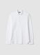 White pure cotton knitted shirt with classic collar, regular fit_0