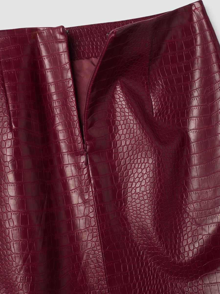 Red midi skirt in pure viscose with embossed print_5