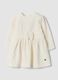 White crew-neck dress in organic cotton blend_0