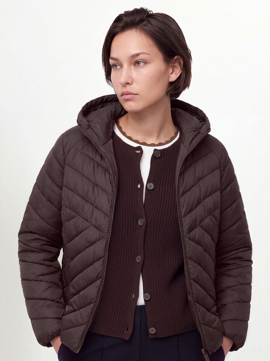 Purple Ultralight quilted jacket with hood and zip, regular fit_1
