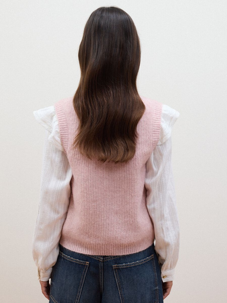 Pink crew-neck wool and alpaca stretch-knit gilet_2