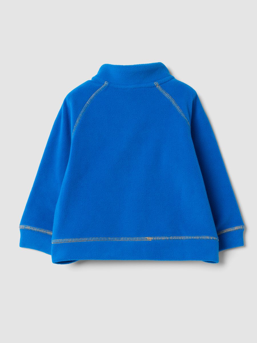 Felpa azzurra con girocollo e zip in pile regular fit_1