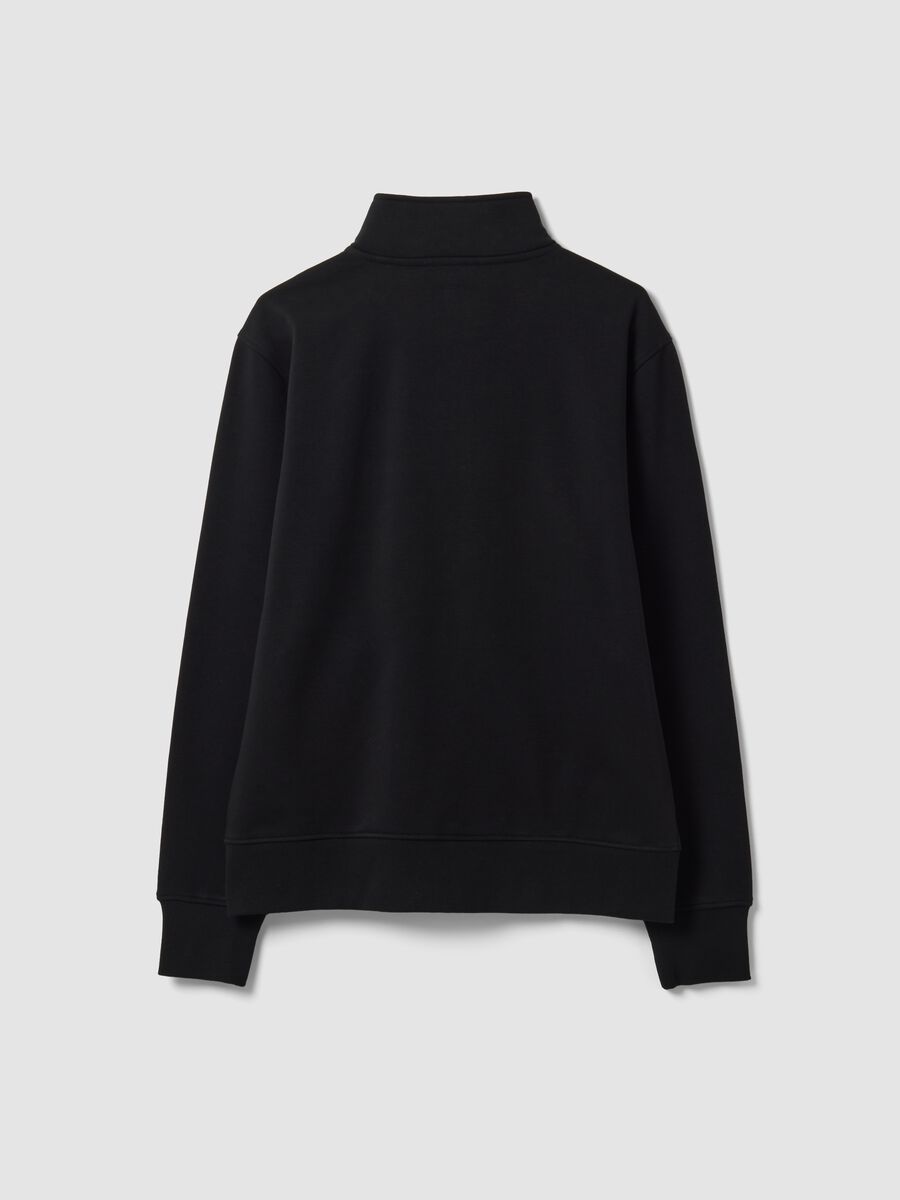 Black cotton-blend regular-fit sweatshirt with crew neck and zip_2