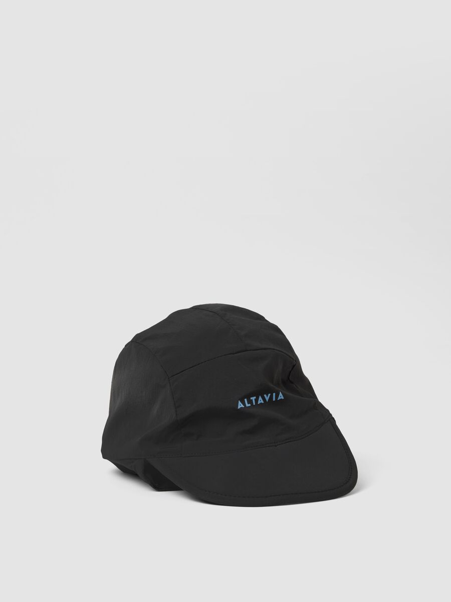 Black aviator cap in breathable stretch fabric ALTAVIA WITH DEBORAH COMPAGNONI_0