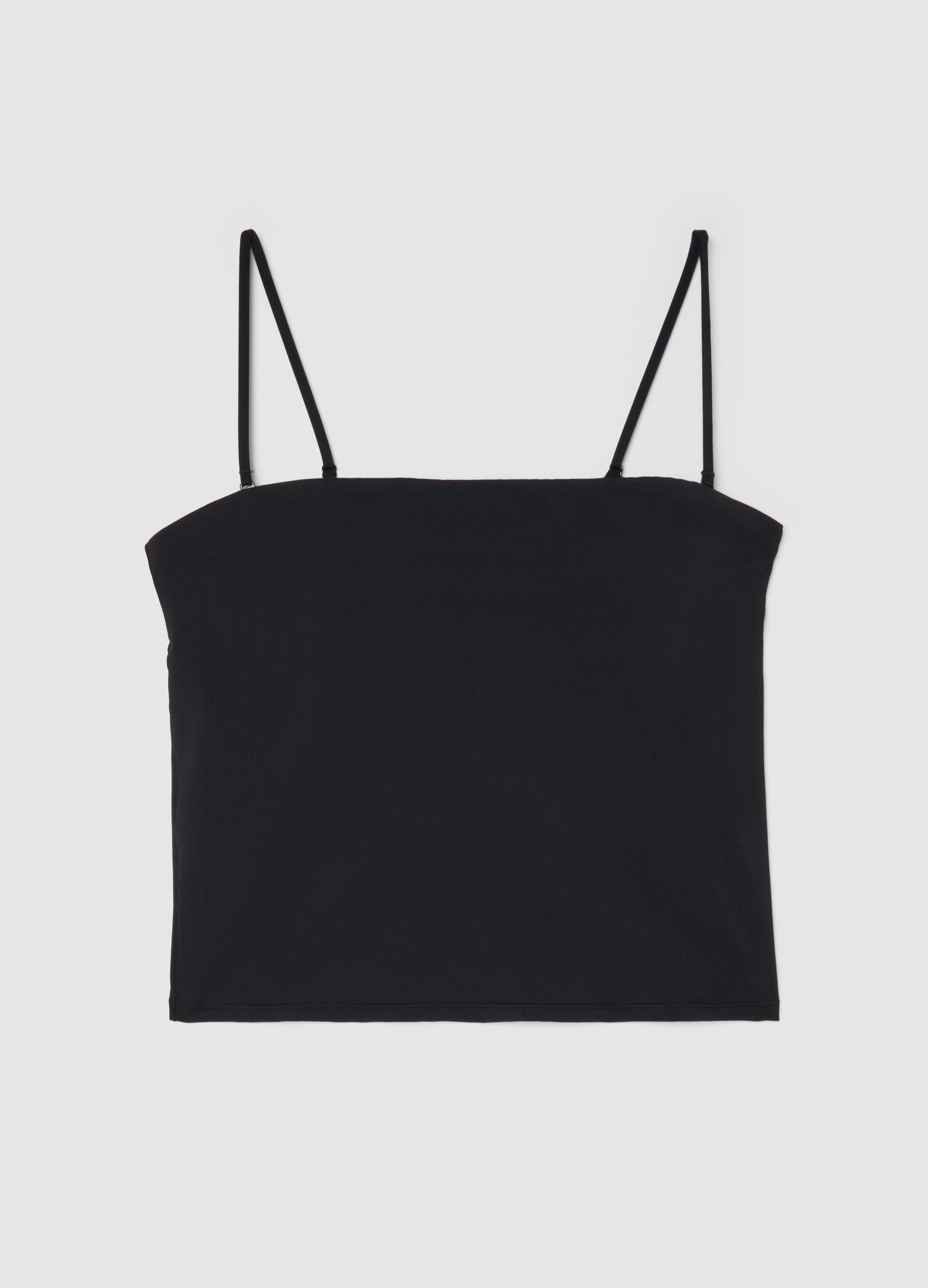 Black vest regular fit with square neckline