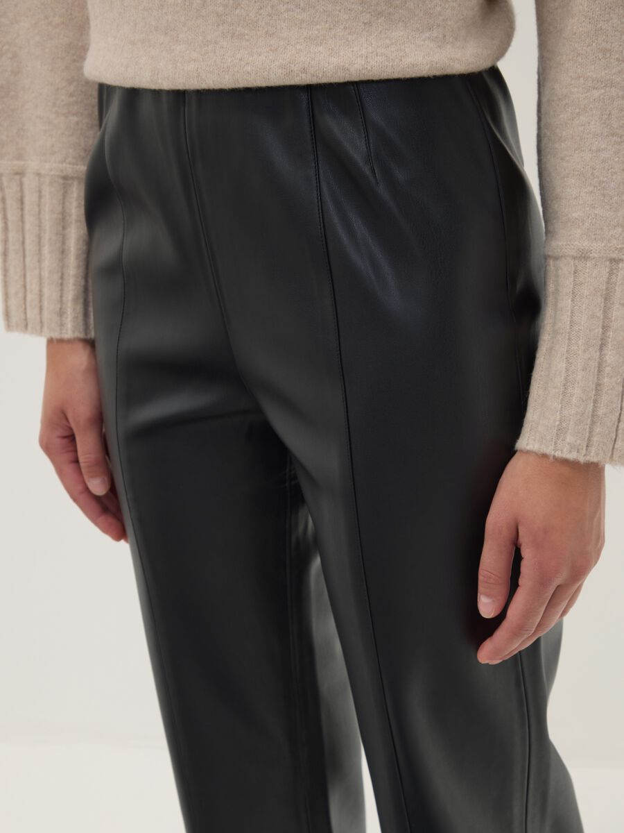 Black slim-fit leggings with regular waist and elasticated waistband_2