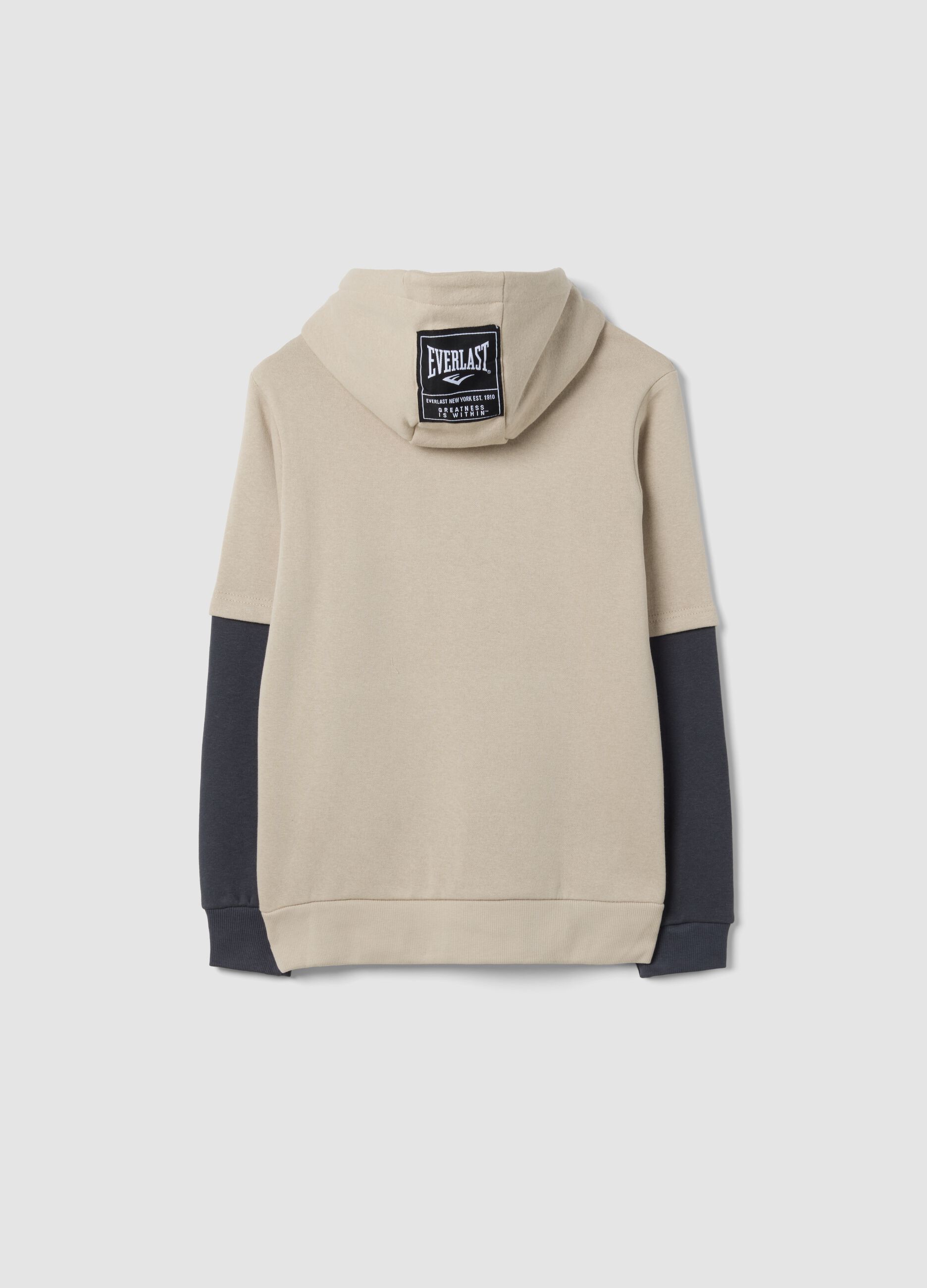 Beige cotton-blend hoodie